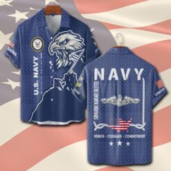 Navy Badge, Proud To Have Served - Short Sleeve Button Shirt