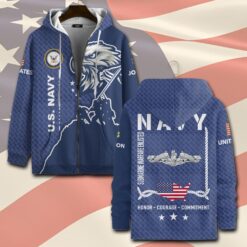 Navy Badge, No One Gets Left Behind - Zip Hoodie