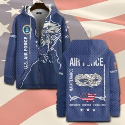 Air Force Badge, E 7 Air Force Master Sergeant - Zip Hoodie