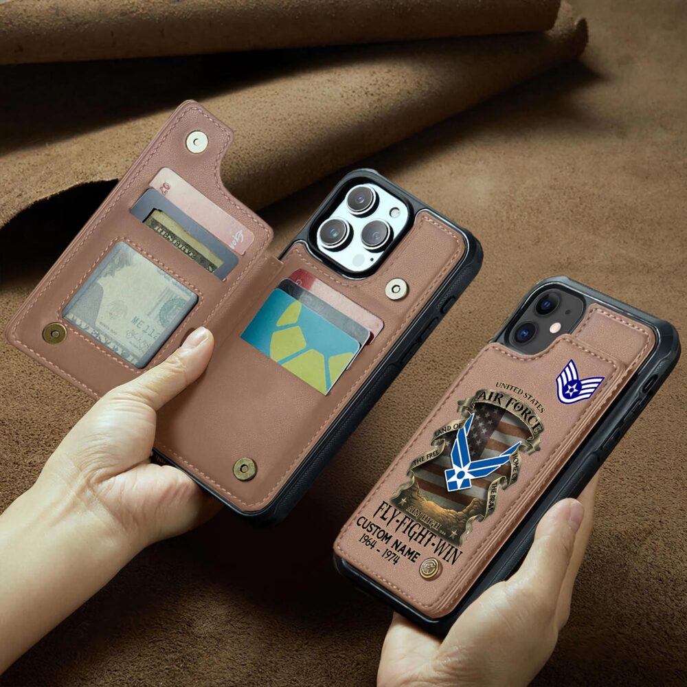 US Air Force , Proud Veteran - Leather Flip Phone Case - Image 2