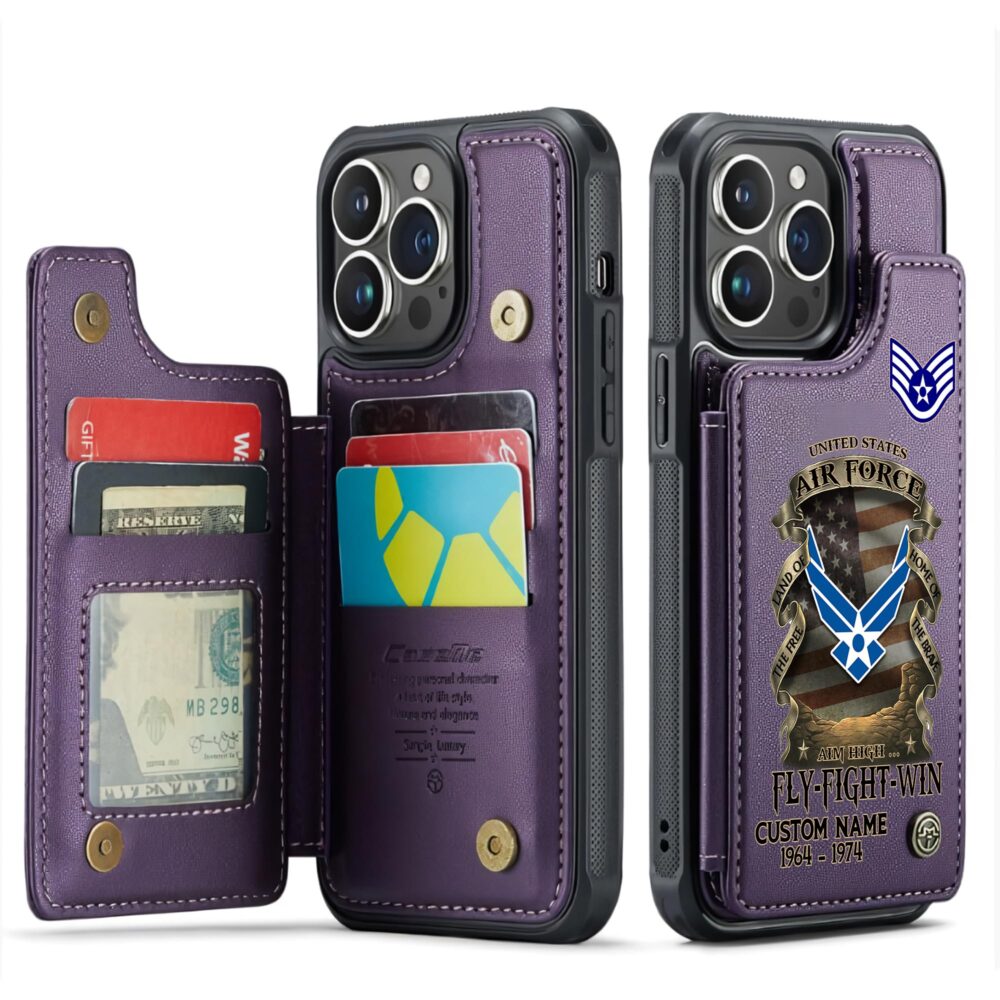US Air Force , Proud Veteran - Leather Flip Phone Case - Image 6