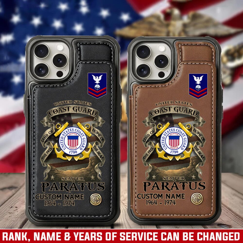 US Coast Guard, No One Fights Alone - Leather Flip Phone Case