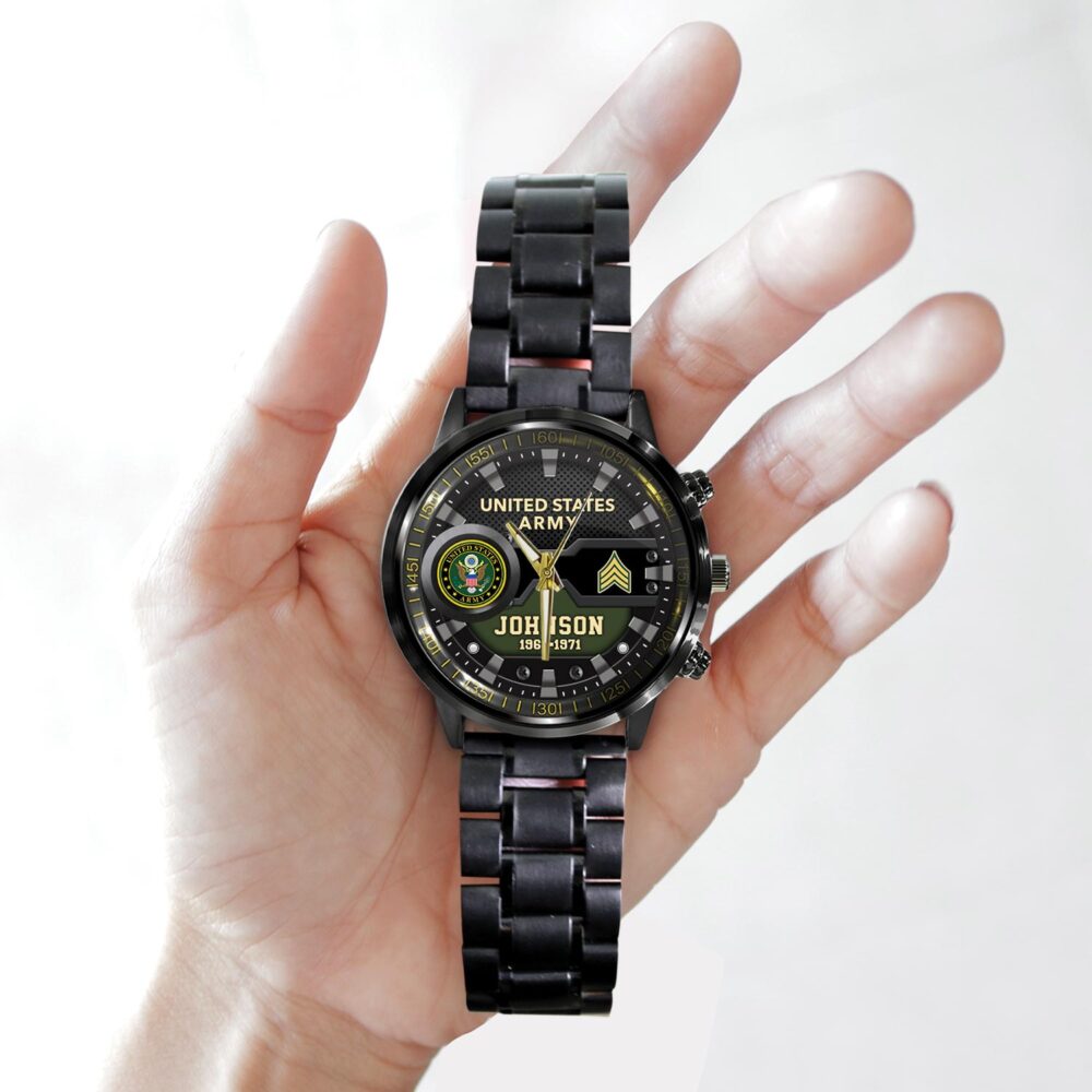 US Army, Thank a Veteran - Black Stainless Steel Watch - Image 2