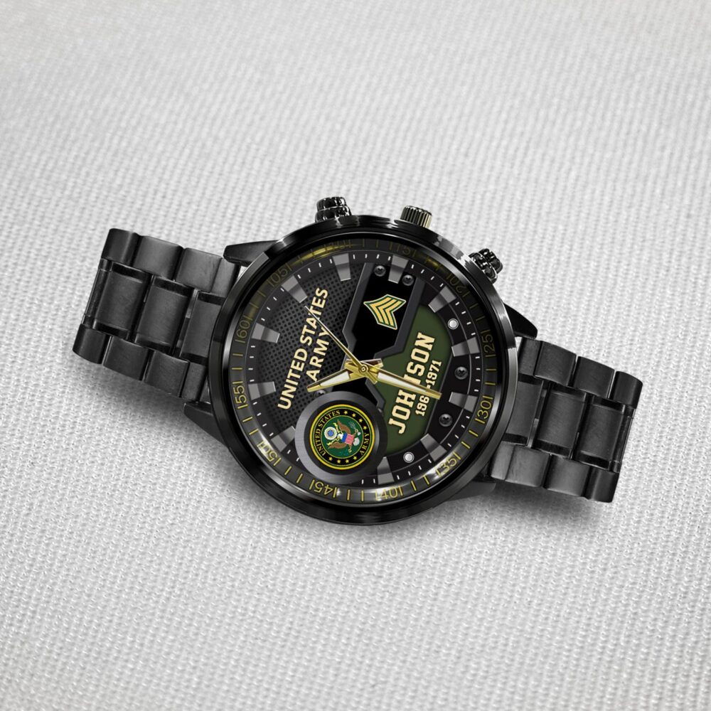 US Army, Thank a Veteran - Black Stainless Steel Watch - Image 3