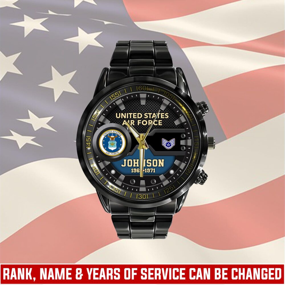 US Air Force, No One Fights Alone - Black Stainless Steel Watch