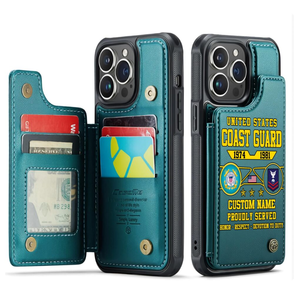 US Coast Guard, Remember - Honor - Respect - Leather Flip Phone Case - Image 5