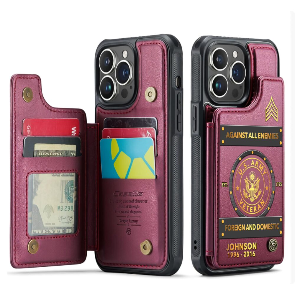 US Army, E 6 Army Staff Sergeant - Leather Flip Phone Case - Image 4
