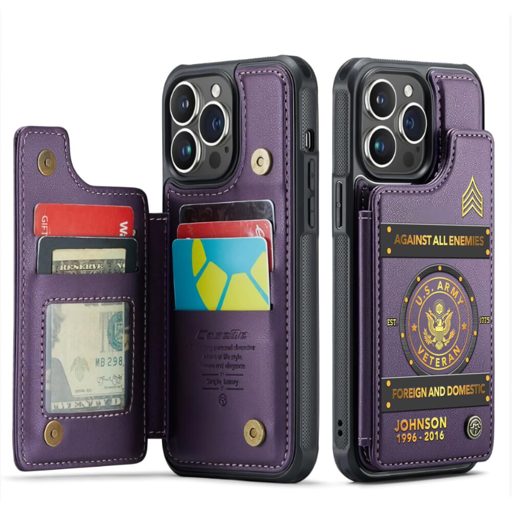 US Army, E 6 Army Staff Sergeant - Leather Flip Phone Case - Image 6