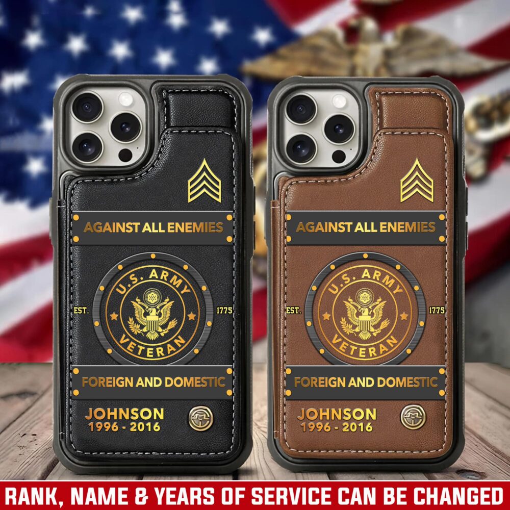 US Army, E 6 Army Staff Sergeant - Leather Flip Phone Case