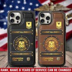 US Coast Guard, Proud Veteran - Leather Flip Phone Case
