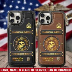 US Marine Corps, Honor, Duty, Service - Leather Flip Phone Case