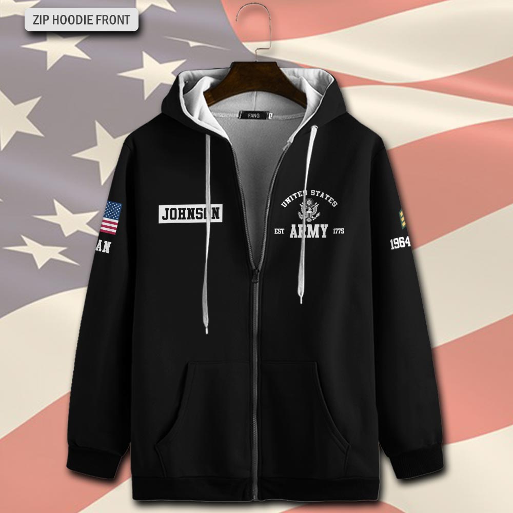US Army, O 2 Army First Lieutenant - Zip Hoodie - Image 2