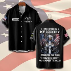 US Navy, Land Of The Free, Because Of The Brave - Short Sleeve Button Shirt