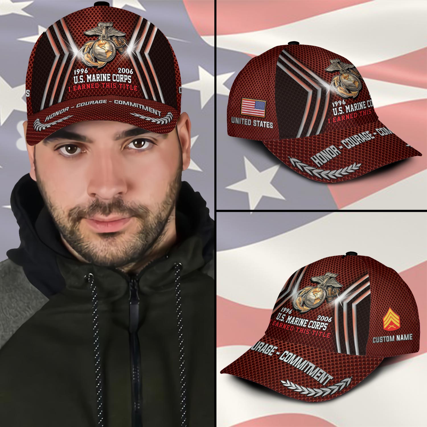 US Marine Corps, E 5 Marines Sergeant - Classic Cap - Image 3