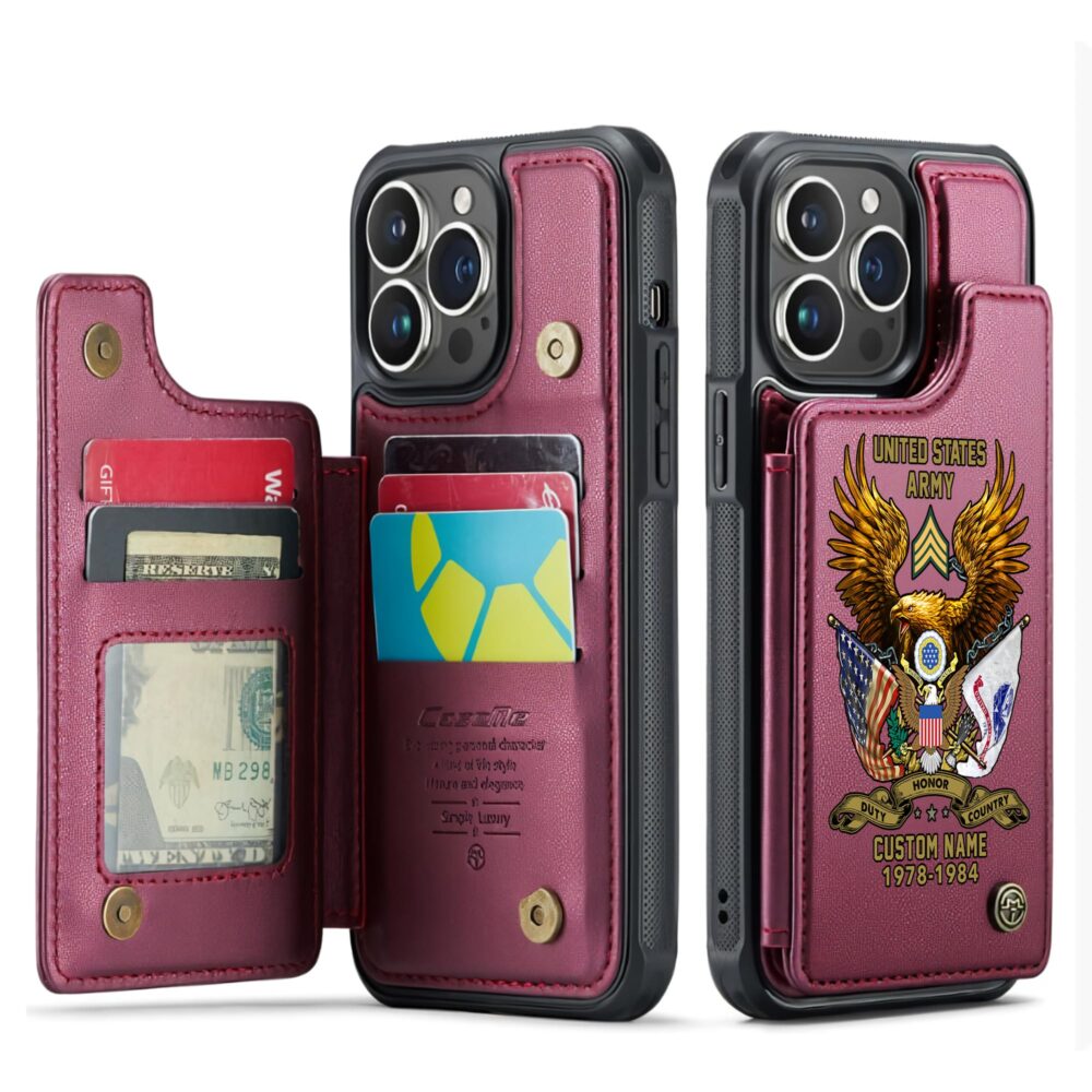 US Army, Honor, Duty, Service - Leather Flip Phone Case - Image 4