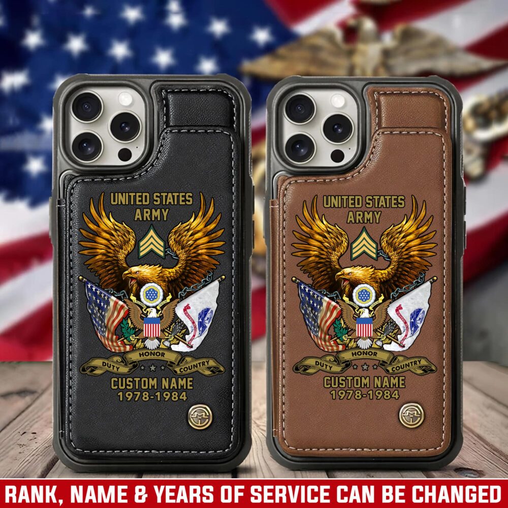 US Army, Honor, Duty, Service - Leather Flip Phone Case