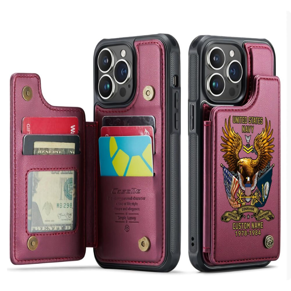 US Navy, All Gave Some, Some Gave All - Leather Flip Phone Case - Image 4
