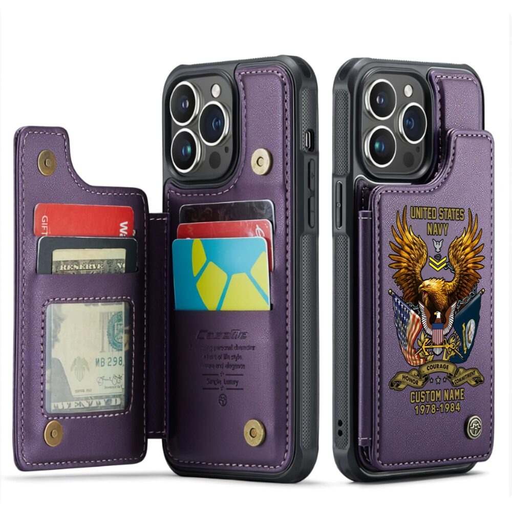 US Navy, All Gave Some, Some Gave All - Leather Flip Phone Case - Image 6