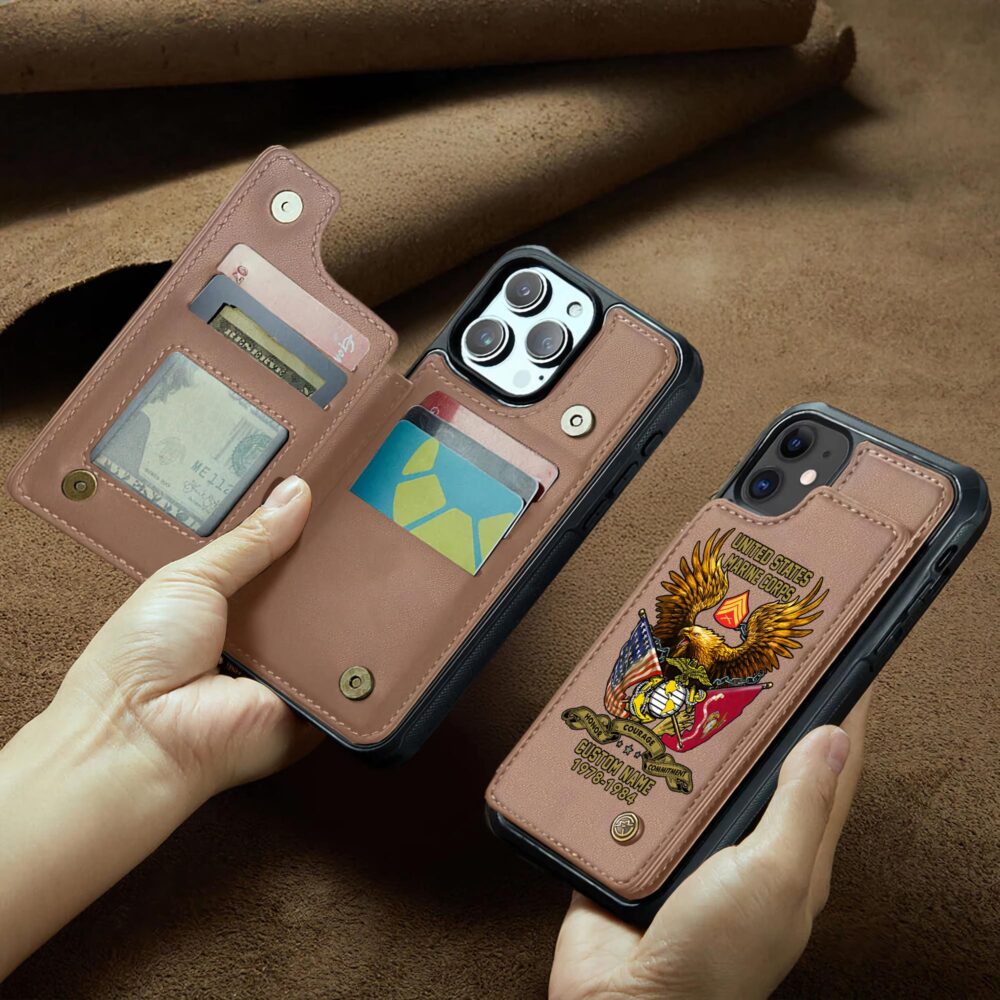 US Marine Corps, Lest We Forget - Leather Flip Phone Case - Image 2