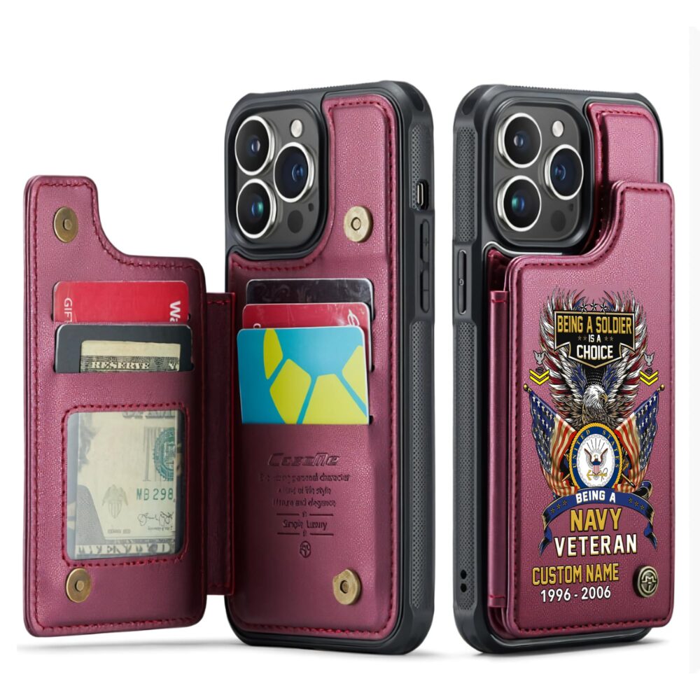 US Navy, Anchors Aweigh - Leather Flip Phone Case - Image 4