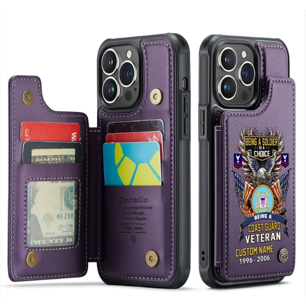 US Coast Guard, Proud To Have Served - Leather Flip Phone Case - Image 6
