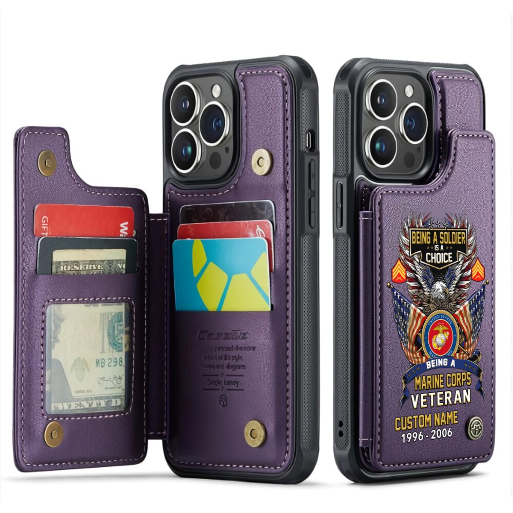 US Marine Corps, The Devil Dogs - Leather Flip Phone Case - Image 6