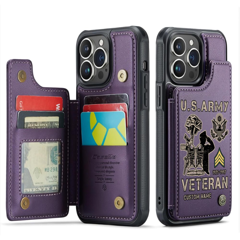 US Army, Defender of Freedom - Leather Flip Phone Case - Image 6