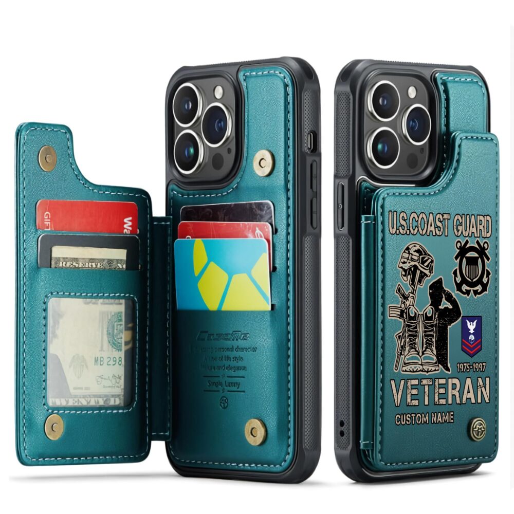 US Coast Guard, E 8 Gold - Leather Flip Phone Case - Image 5