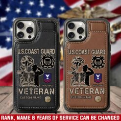 US Coast Guard, E 8 Gold - Leather Flip Phone Case