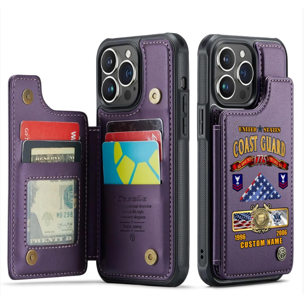 US Coast Guard, I Walked The Walk - Leather Flip Phone Case - Image 6