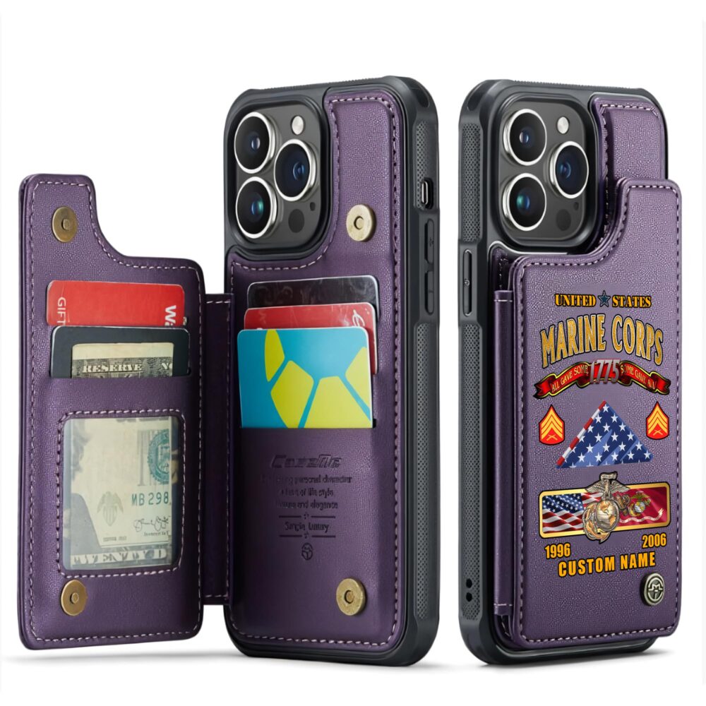 US Marine Corps, Defender of Freedom - Leather Flip Phone Case - Image 6