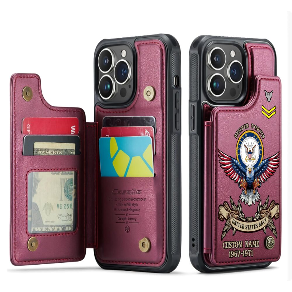 US Navy, Always Remember, Never Forget - Leather Flip Phone Case - Image 4
