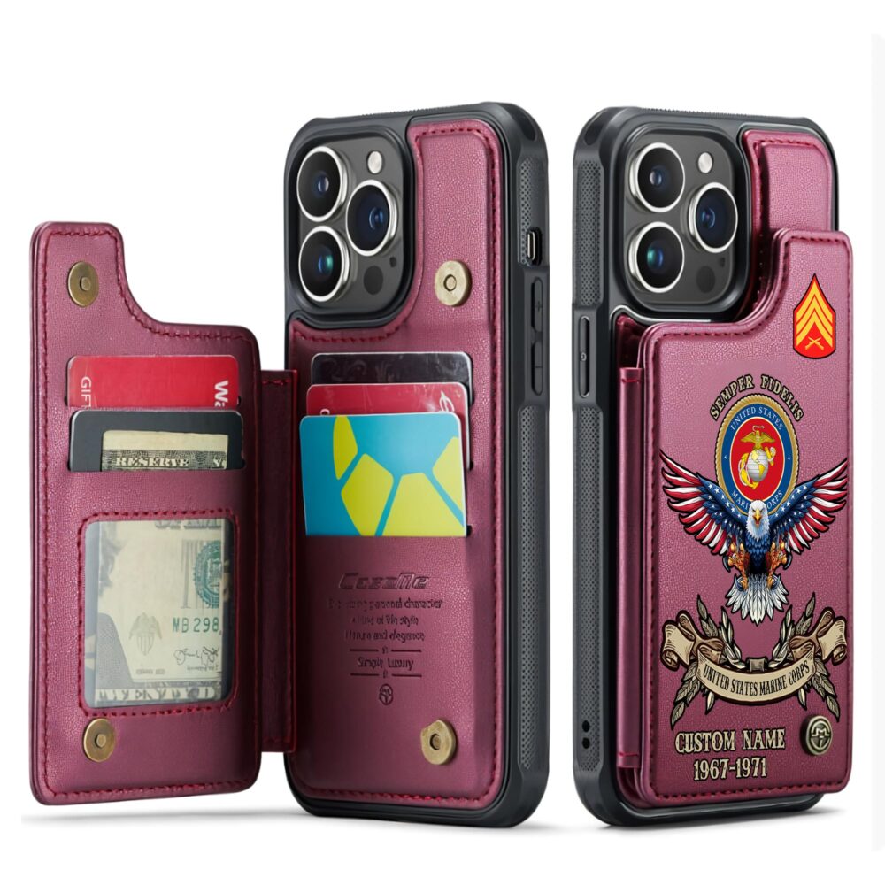 US Marine Corps, E 6 Marines Staff Sergeant - Leather Flip Phone Case - Image 4