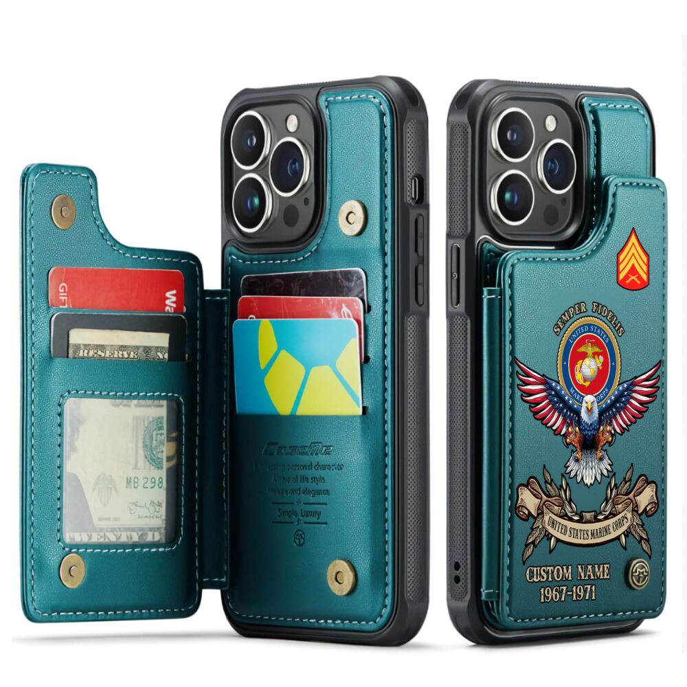 US Marine Corps, E 6 Marines Staff Sergeant - Leather Flip Phone Case - Image 5