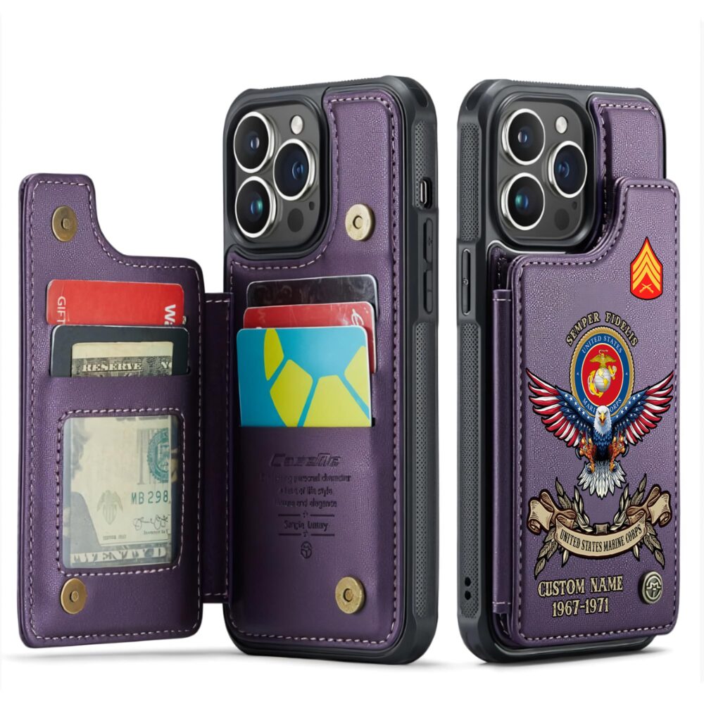 US Marine Corps, E 6 Marines Staff Sergeant - Leather Flip Phone Case - Image 6