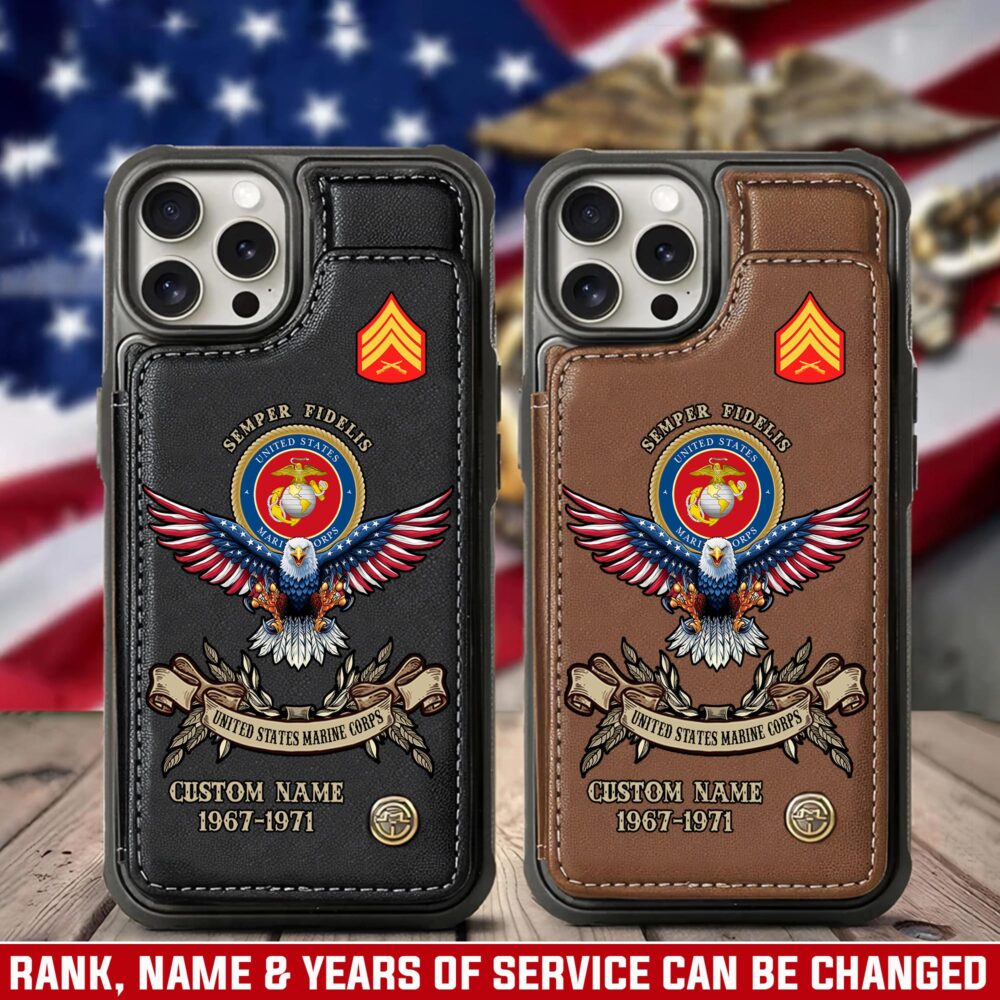 US Marine Corps, E 6 Marines Staff Sergeant - Leather Flip Phone Case