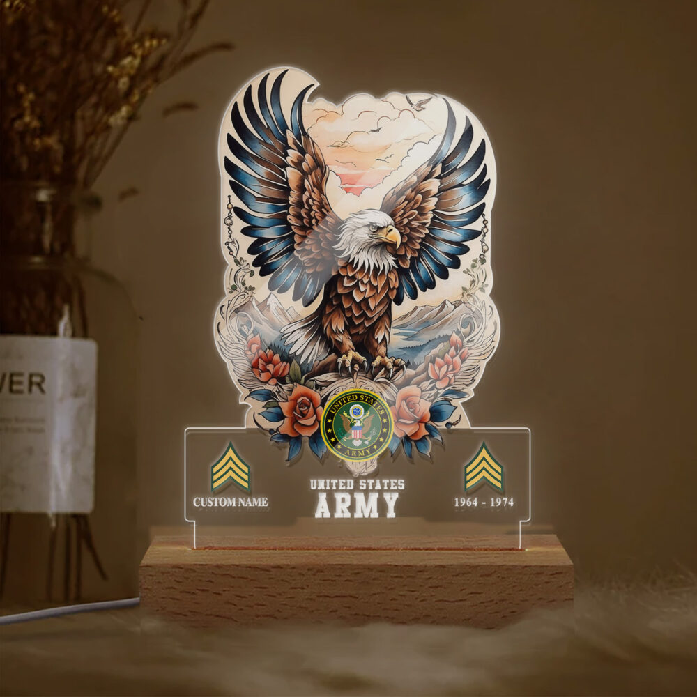 US Army, E 3 Army Private First Class - Personalized Led Lamp - Image 2