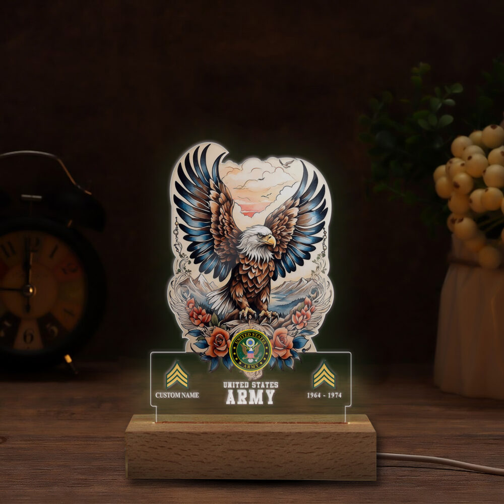 US Army, E 3 Army Private First Class - Personalized Led Lamp - Image 4