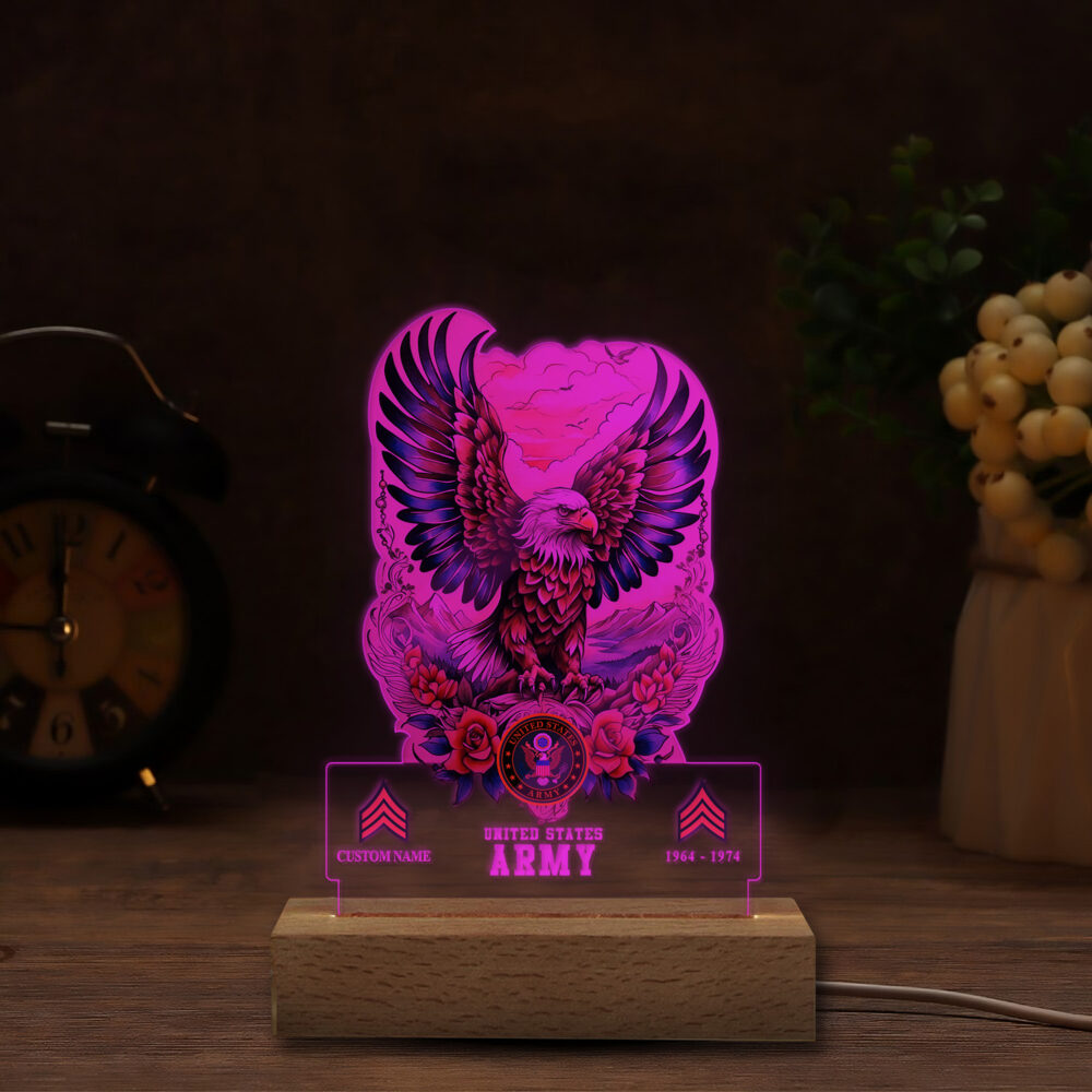 US Army, E 3 Army Private First Class - Personalized Led Lamp - Image 5