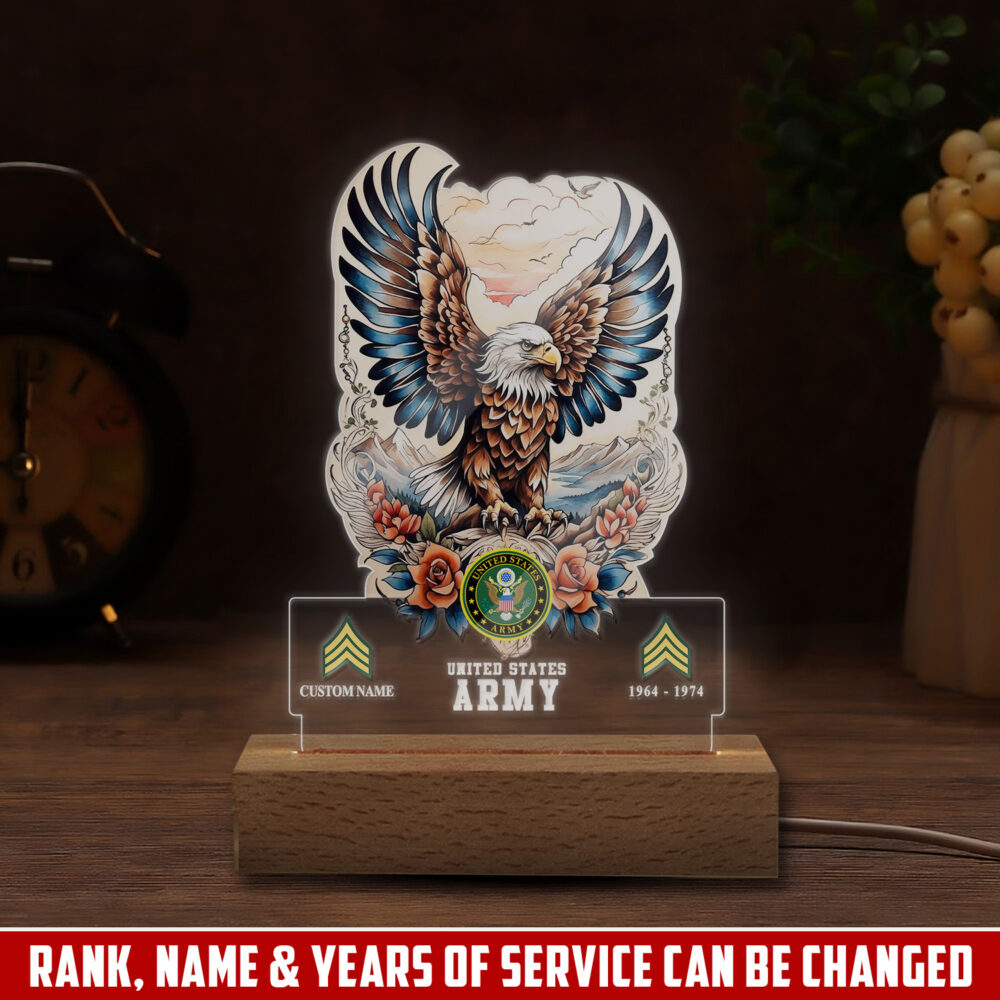 US Army, E 3 Army Private First Class - Personalized Led Lamp