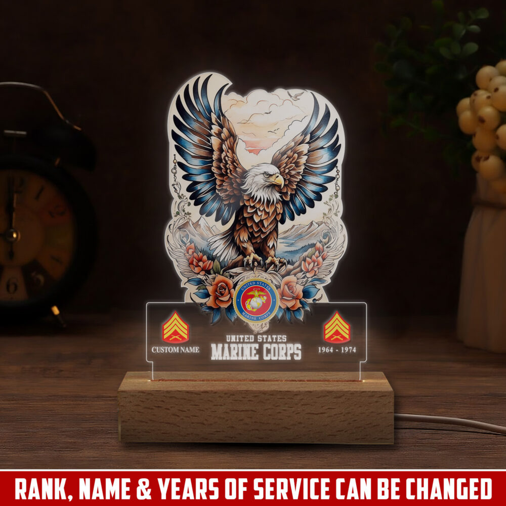 US Marine Corps, O 3 Marines Captain - Personalized Led Lamp