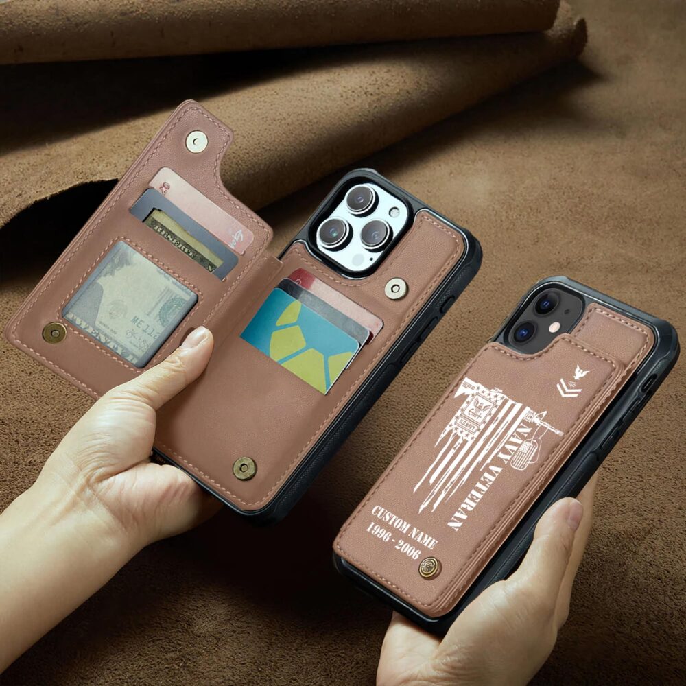 US Navy, Anchors Aweigh - Leather Flip Phone Case - Image 2