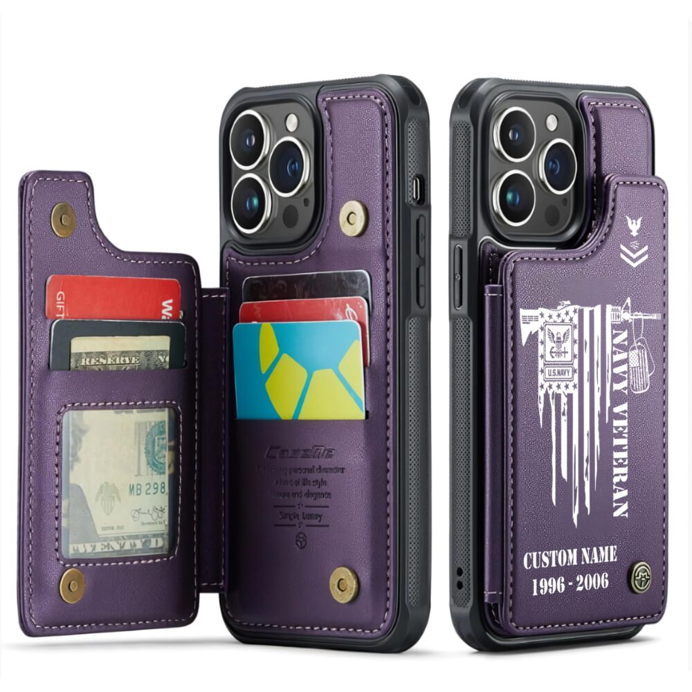 US Navy, Anchors Aweigh - Leather Flip Phone Case - Image 6