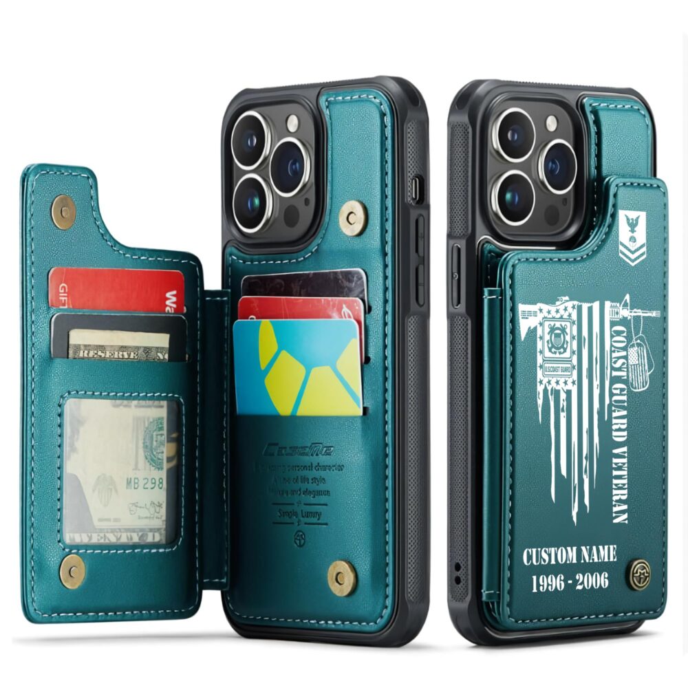 US Coast Guard, E 4 Red - Leather Flip Phone Case - Image 5