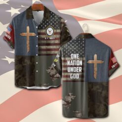 US Navy, Land Of The Free, Because Of The Brave - Short Sleeve Button Shirt