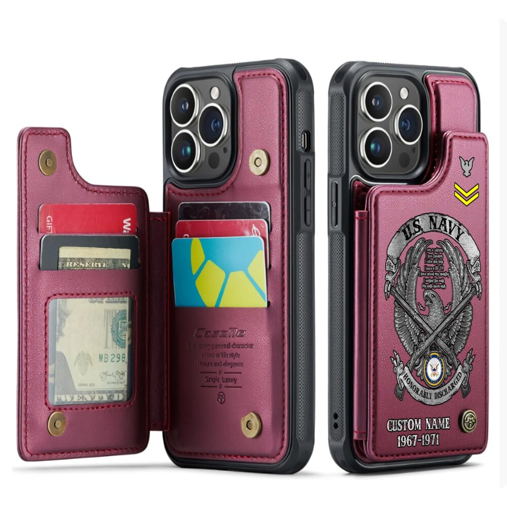 US Navy, Honor The Fallen - Leather Flip Phone Case - Image 4