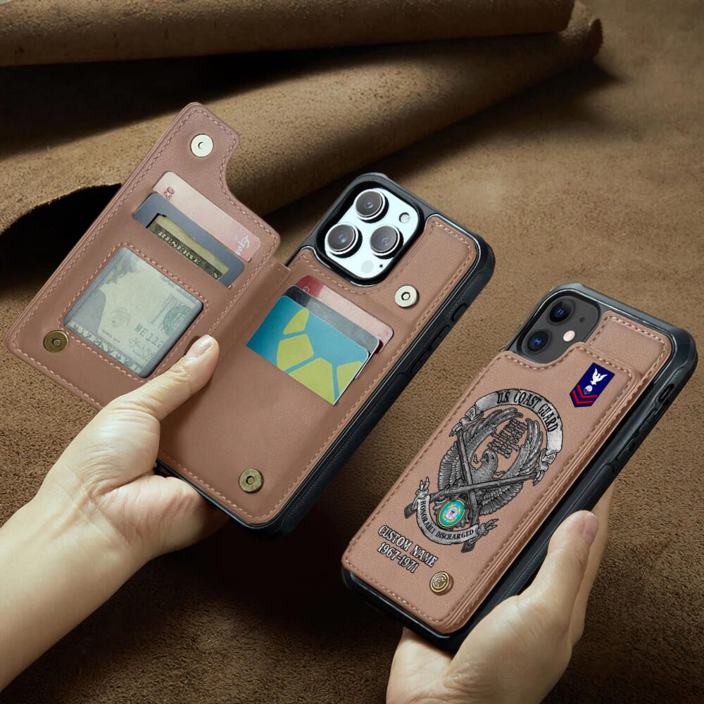 US Coast Guard, E 7 Red - Leather Flip Phone Case - Image 2