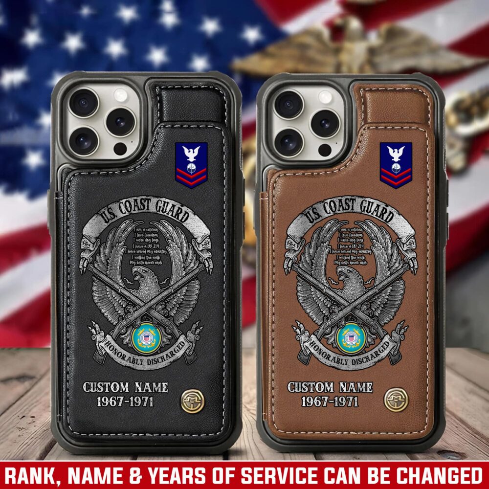 US Coast Guard, E 7 Red - Leather Flip Phone Case