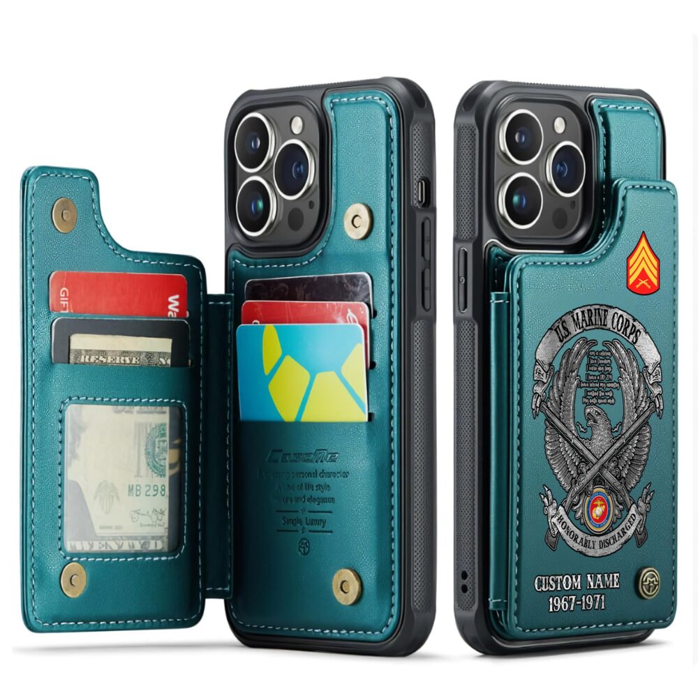 US Marine Corps, E 6 Marines Staff Sergeant - Leather Flip Phone Case - Image 5