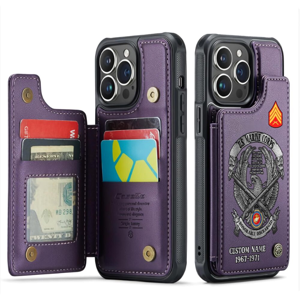 US Marine Corps, E 6 Marines Staff Sergeant - Leather Flip Phone Case - Image 6